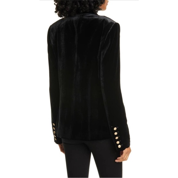 L’Agence Kenzie Black Velvet double breasted Blazer Gold Buttons Size 4 - Picture 5 of 14